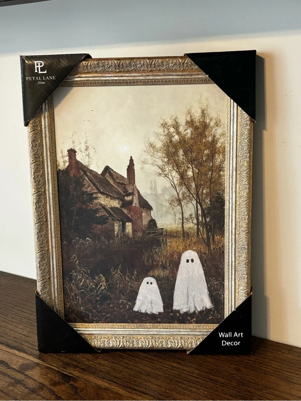 NEW Petal Lane Ghosts and Farmhouse Wall Art Framed Halloween Canvas